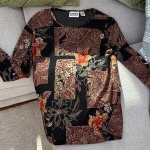 Chico's Artistic Floral Long-Sleeve Top